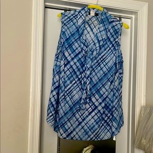 Blue Plaid Sleeveless Women's Top
